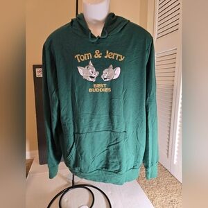 Tom and Jerry Best Buddies Green pullover hoodie size XL